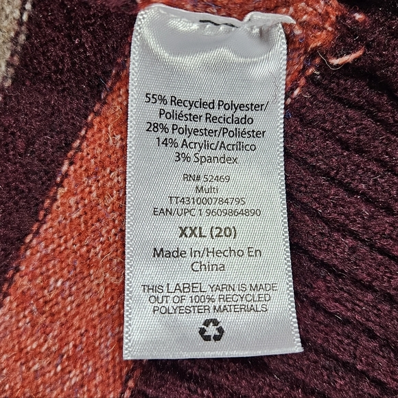 Multicolor Striped Cardigan Sweater Size 20 XXL Open Front Longline Fall Duster - Picture 11 of 13